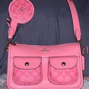 Brand new COACH crossbody bag… Hot Pink, coin purse on strap.